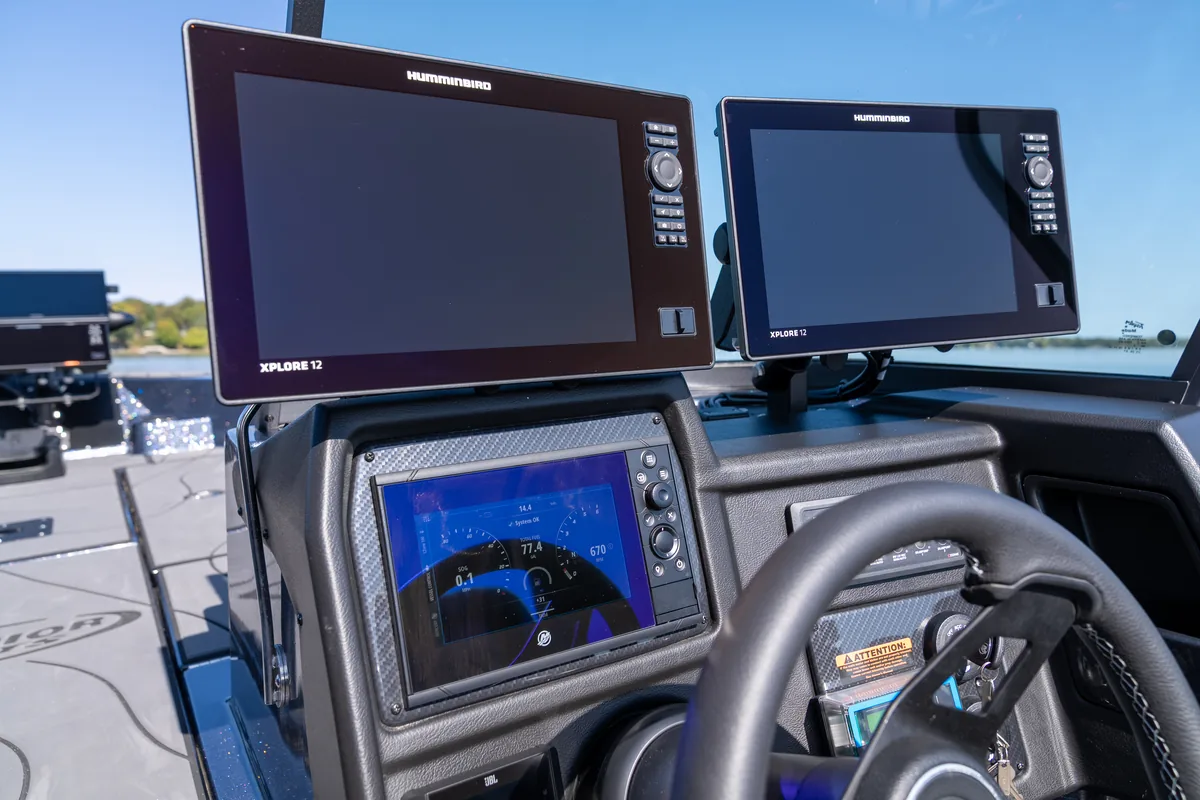 Dual Humminbird displays at a Warrior helm station