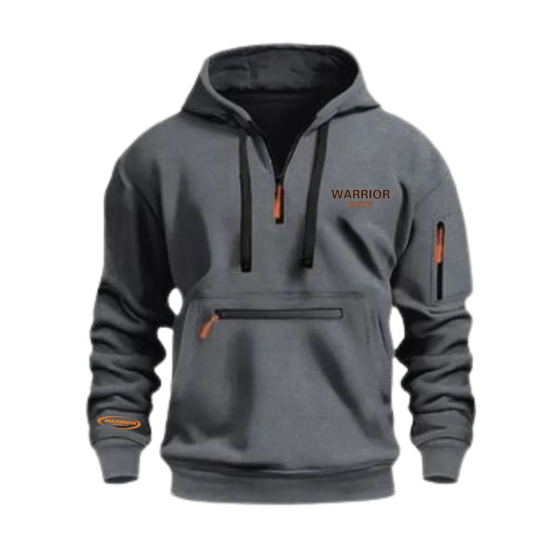 1/4 Zip Dark Grey Hooded Sweatshirt