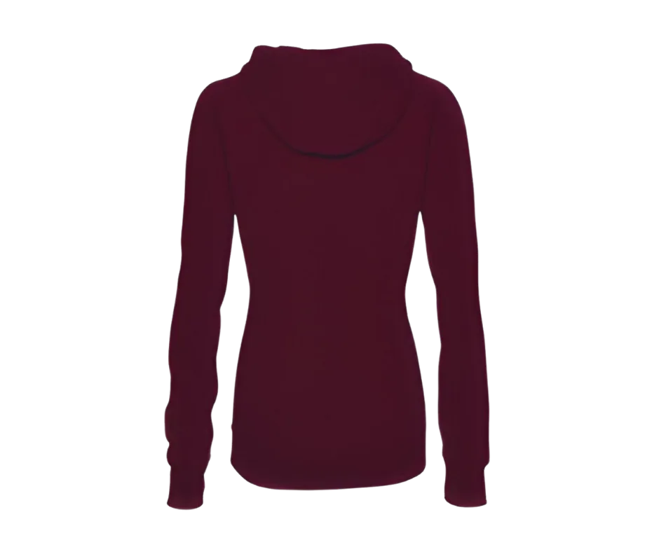 Ladies Classic Fleece Funnel Neck Pullover Hood Maroon
